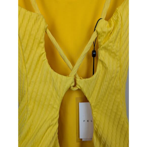 NWT FELLA Zac One Piece Textured Swimsuit Yellow S - Picture 7 of 11
